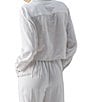 Color:White - Image 2 - Linen Blend Utility Pocket Spread Collar Long Sleeve Shirt