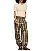 Sanctuary Micro Balloon Leg Plaid Print Semi High Rise Pull-On Pants - Image 4