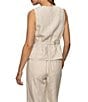 Sanctuary Outsmart Linen Blend Square Neck Sleeveless Button Front Vest, Color:Flax - Image 2