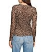 Sanctuary Perfect Double Mesh Animal Print Crew Neck Long Sleeve Fitted Tee, Color:French Kit - Image 2