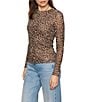 Sanctuary Perfect Double Mesh Animal Print Crew Neck Long Sleeve Fitted Tee, Color:French Kit - Image 3