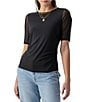 Color:Black - Image 1 - Perfect Mesh Crew Neck Short Sleeve Top