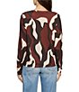 Sanctuary Perfect Notch Neck Patterned Long Sleeve Jersey Knit Tee, Color:Chicory Swirl - Image 3