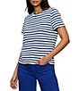 Sanctuary Perfect Textured Stripe Print Crew Neck Short Sleeve Tee - Image 1