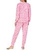 Sanctuary Pink Leopard Print Long Sleeve Round Neck Knit Jogger Pajama Set - Image 2