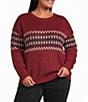 Sanctuary Plus Size Argyle Crew Neck Long Sleeve Fuzzy Jacquard Easy Pullover Sweater - Image 1