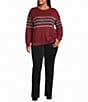 Sanctuary Plus Size Argyle Crew Neck Long Sleeve Fuzzy Jacquard Easy Pullover Sweater - Image 3