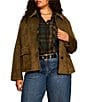 Sanctuary Plus Size Avid Faux Suede Spread Collar Long Sleeve Button Front Jacket - Image 1