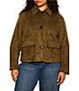 Sanctuary Plus Size Avid Faux Suede Spread Collar Long Sleeve Button Front Jacket - Image 2