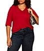 Sanctuary Plus Size Dolce Notch V-Neck 3/4 Sleeve Knit Top - Image 4