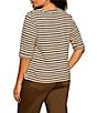 Sanctuary Plus Size Dolce Stripe Print Notch Neck 3/4 Sleeve Jersey Knit Tee - Image 2
