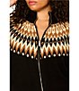 Sanctuary Plus Size Fairisle Printed Short Sleeve Zip-Up Sweater - Image 4