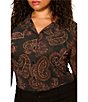 Sanctuary Plus Size Fitted Mesh Paisley Print Spread Collar Long Sleeve Button Down Top - Image 4