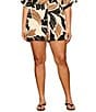 Sanctuary Plus Size Good Time Printed Mid-Rise Pull On Coordinating Linen Shorts - Image 1