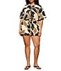 Sanctuary Plus Size Good Time Printed Mid-Rise Pull On Coordinating Linen Shorts - Image 4