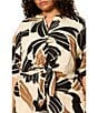 Sanctuary Plus Size Good Time Tie Printed Banded Collar Short Sleeve Button Front Coordinating Linen Shirt - Image 4
