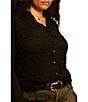 Sanctuary Plus Size Juno Textured Spread Collar Long Sleeve Button Front Knit Top - Image 3