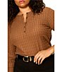 Sanctuary Plus Size Not So Basic Textured Henley Neck Long Sleeve Knit Top - Image 4