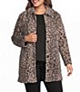 Sanctuary Plus Size Upside Leopard Print Spread Collar Long Sleeve Button Front Faux Fur Jacket - Image 1