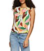 Sanctuary Printed Crew Neck Sleeveless Cotton Slub Jersey Draped Front Tank,Specials : American Fashion Style Bags On Sale