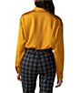 Color:Aged Scotch - Image 2 - Satin Oversized Collar Button Down Long Sleeve Shirt