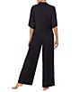 Color:Black - Image 2 - Short Sleeve Notch Collar Satin Pajama Set