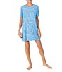 Color:Blue/Print - Image 1 - Soft Knit Abstract Print Short Sleeve Nightshirt