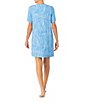 Color:Blue/Print - Image 2 - Soft Knit Abstract Print Short Sleeve Nightshirt