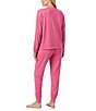 Sanctuary Solid Heathered Long Sleeve Pullover & Jogger Brushed Sweater Jersey Pajama Set, Color:Hot Pink Marl - Image 2