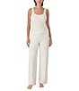 Sanctuary Solid Sweater Knit Sleeveless Tank & Lounge Coordinating Pant Set, Color:Cream - Image 1