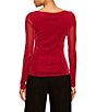 Sanctuary Sparkle Mesh Knit Boat Neck Long Sleeve Fitted Tee - Image 5