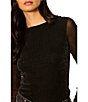 Sanctuary Sparkle Mesh Knit Boat Neck Long Sleeve Fitted Tee - Image 3