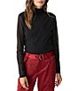 Sanctuary Sparkle Mesh Turtleneck Long Sleeve Pullover Top, Color:Black - Image 1