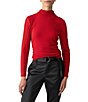 Sanctuary Sparkle Mesh Turtleneck Long Sleeve Pullover Top, Color:Mars Red - Image 1
