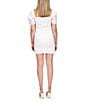 Color:White - Image 2 - Split Square Neck Short Puffed Sleeve Shirred Poplin Mini Dress
