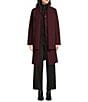 Sanctuary Stand Collar Detachable Scarf Stand Collar Belted Button Front Walker Coat, Color:Crimson - Image 1