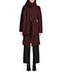 Sanctuary Stand Collar Detachable Scarf Stand Collar Belted Button Front Walker Coat, Color:Crimson - Image 3