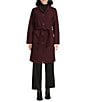 Sanctuary Stand Collar Detachable Scarf Stand Collar Belted Button Front Walker Coat, Color:Crimson - Image 6