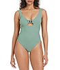 Sanctuary Stay Connected Solid Cap Sleeves Plunge One Piece Swimsuit - Image 3