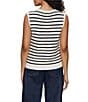Sanctuary Stripe Print Cotton Slub Crew Neck Sleeveless Button Front Top, Color:Chalk/Black Stripe - Image 2
