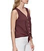 Sanctuary Textured Knit V-Neck Sleeveless Button Tie-Front Shell Top, Color:Mesa - Image 3