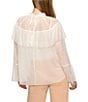 Sanctuary The Ethereal Dotted Mesh Ruffle Mock Neck Bell Sleeve Blouse, Color:Chalk - Image 2