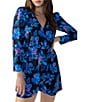Color:In The Night - Image 3 - The New Wrap Crepe De Chine Floral Print Surplice V-Neck 3/4 Sleeve Mini Dress