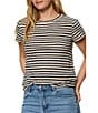 Sanctuary The Perfect Tee Navy Striped Crew Neck Short Sleeve Top - Image 1
