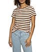 Sanctuary The Perfect Tee Stripe Print Crew Neck Short Sleeve Top, Color:Earth Pink - Image 3
