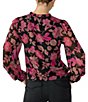 Color:Cranberry - Image 2 - Think Of You Floral Print Split TIe Neck Long Sleeve Smocked Blouse