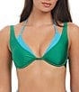 Sanctuary Twice As Nice Solid Scoop Neck Underwire Double Layer Swim Top, Color:Seaside - Image 1