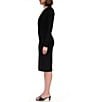 Color:Black - Image 3 - V-Neck Twist Front Long Sleeve Sheath Dress