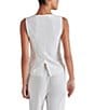 Steve Madden Wesley Round Neckline Sleeveless Button Front Linen Vest Top, Color:White - Image 2