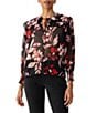 Color:Poinsettia - Image 1 - Winter Wish Floral Print Long Sleeve Blouse